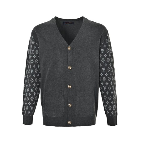 Louis Vuitton Monogram Mix Cashmere Cardigan- grey