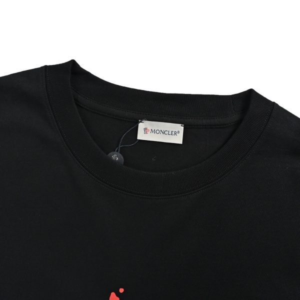Moncler Paint-Splatter Logo T-Shirt- Black