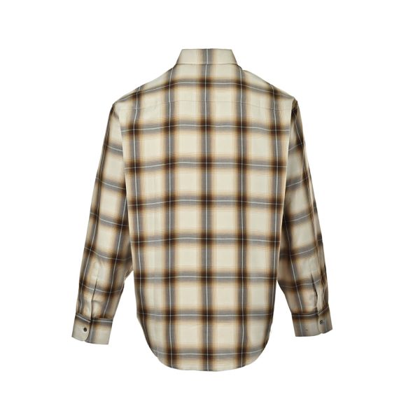 AMI Paris Boxy Beige Checkered Shirt Ami De Coeur In Canvas- Caramel (6) AMI Paris Boxy Beige Checkered Shirt Ami De Coeur In Canvas- Caramel