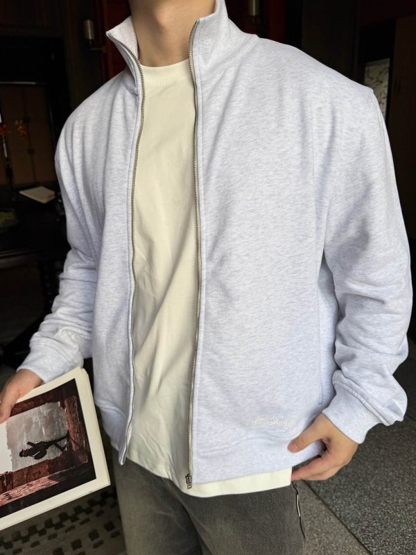 Acne Studios Back Zip-Up Sweatshirt- Pale Grey