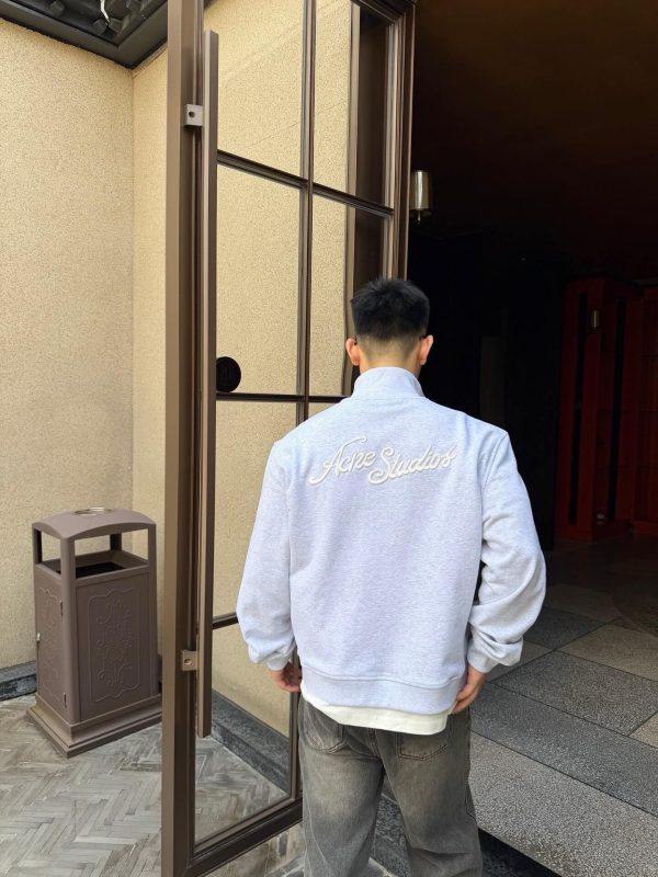 Acne Studios Back Zip-Up Sweatshirt- Pale Grey