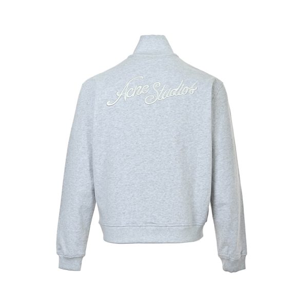 Acne Studios Back Zip-Up Sweatshirt- Pale Grey