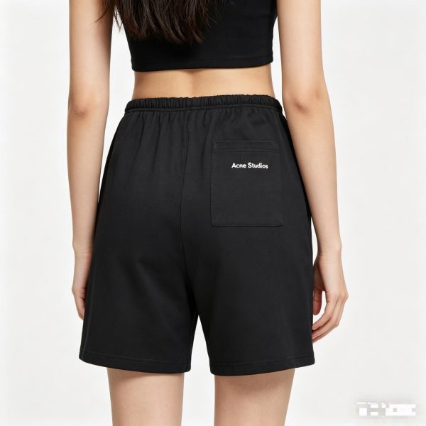 Acne Studios Logo Print Sweat Shorts- Black (3) Acne Studios Logo Print Sweat Shorts- Black
