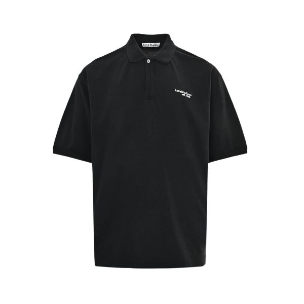 Acne Studios Washed Logo Polo Shirt- Black (9) Acne Studios Washed Logo Polo Shirt- Black