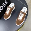 BOSS Mixed-Material Cupsole Sneaker – Brown
