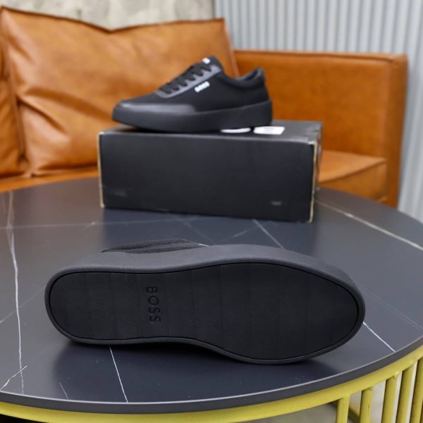 BOSS Mixed-Material Cupsole Sneaker – Triple Black