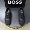 BOSS Mixed-Material Cupsole Sneaker – Triple Black