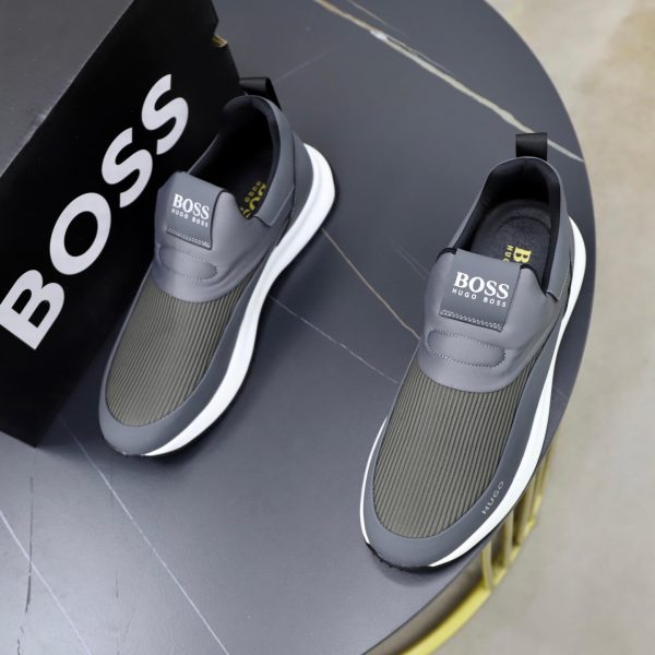 BOSS Slip-On Runner Sneaker – Grey & Olive Green