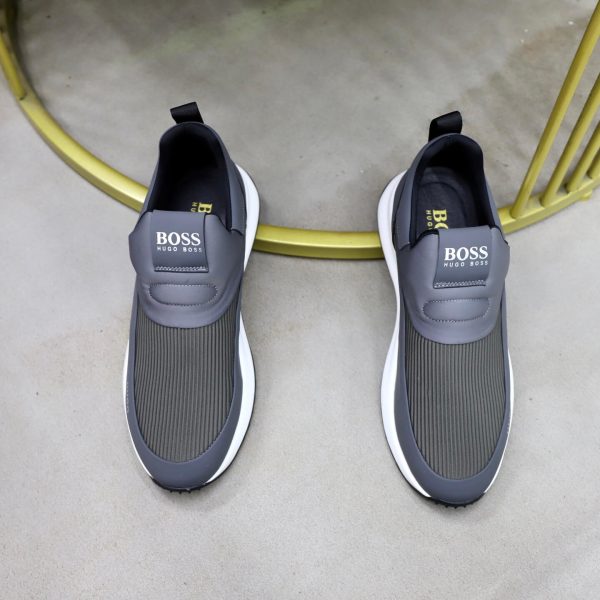 BOSS Slip-On Runner Sneaker – Grey & Olive Green