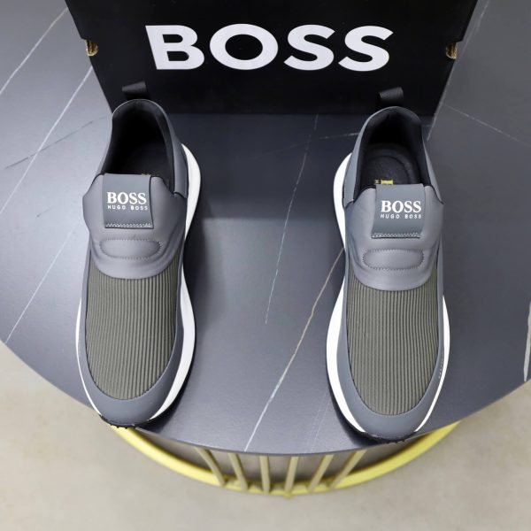 BOSS Slip-On Runner Sneaker – Grey & Olive Green