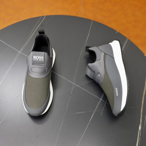 BOSS Slip-On Runner Sneaker – Grey & Olive Green