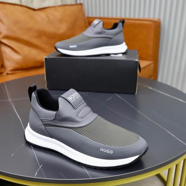 BOSS Slip-On Runner Sneaker – Grey & Olive Green