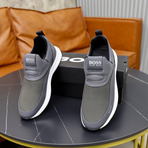 BOSS Slip-On Runner Sneaker – Grey & Olive Green