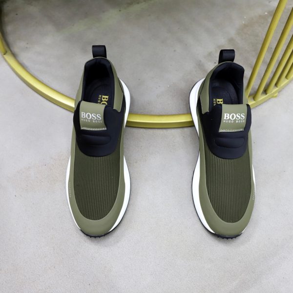 BOSS Slip-On Runner Sneaker – Olive Green & Black (1) BOSS Slip-On Runner Sneaker – Olive Green & Black