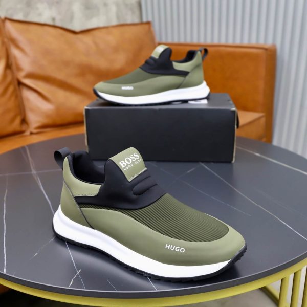 BOSS Slip-On Runner Sneaker – Olive Green & Black (2) BOSS Slip-On Runner Sneaker – Olive Green & Black