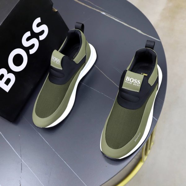 BOSS Slip-On Runner Sneaker – Olive Green & Black (3) BOSS Slip-On Runner Sneaker – Olive Green & Black