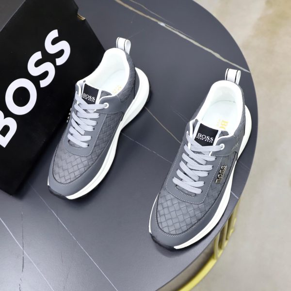 BOSS Woven-Panel Low-Top Sneaker – Grey