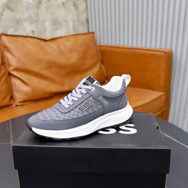 BOSS Woven-Panel Low-Top Sneaker – Grey