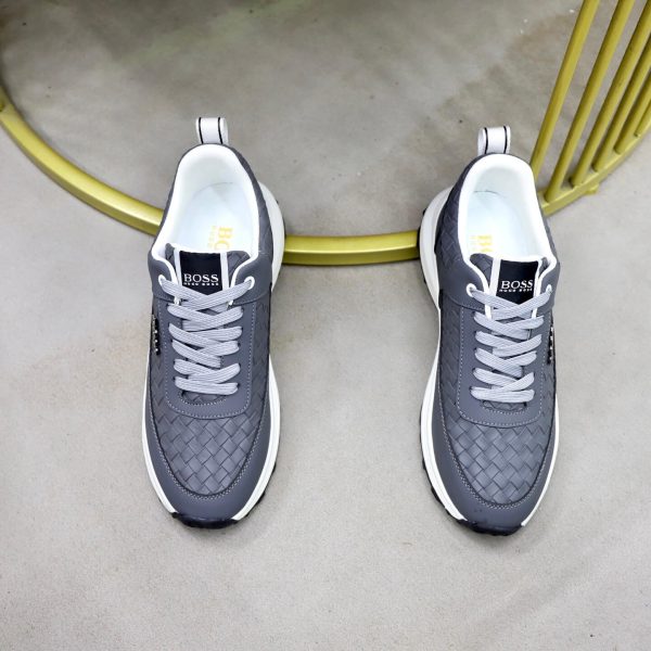 BOSS Woven-Panel Low-Top Sneaker – Grey