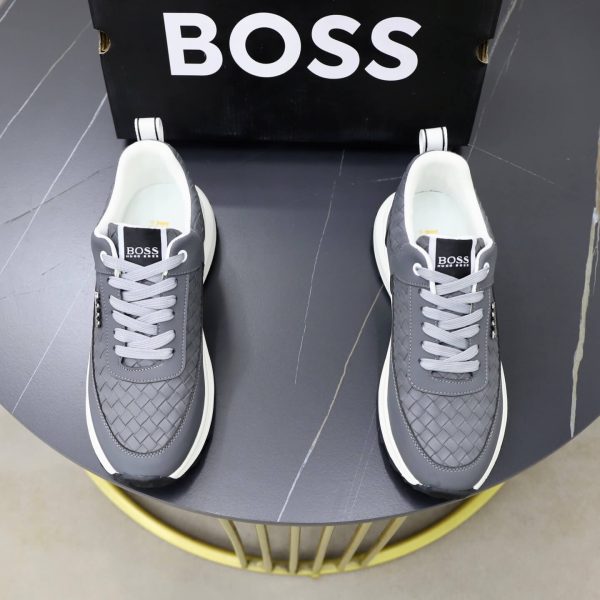 BOSS Woven-Panel Low-Top Sneaker – Grey