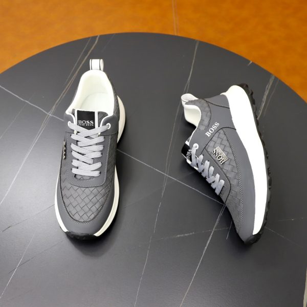 BOSS Woven-Panel Low-Top Sneaker – Grey