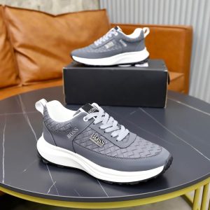 BOSS Woven-Panel Low-Top Sneaker – Grey (9) BOSS Woven-Panel Low-Top Sneaker – Grey