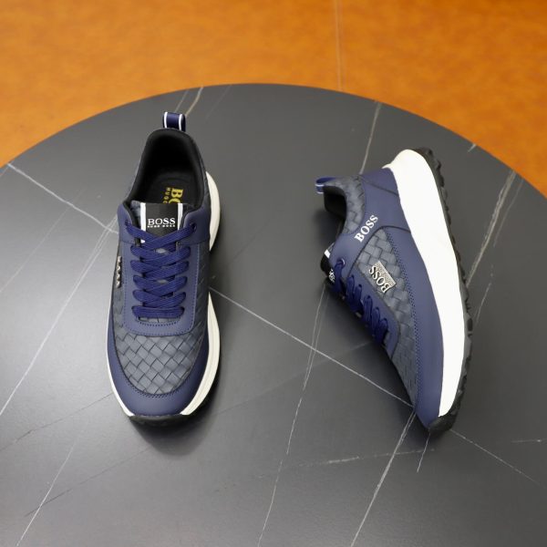 BOSS Woven-Panel Low-Top Sneaker – Navy Blue (9) BOSS Woven-Panel Low-Top Sneaker – Navy Blue