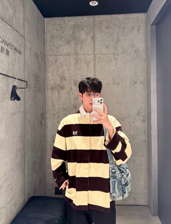 Balenciaga Striped Cotton-Jersey Polo Shirt- Beige