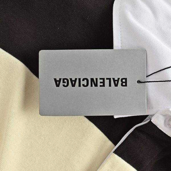 Balenciaga Striped Cotton-Jersey Polo Shirt- Beige