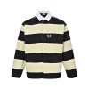 Balenciaga Striped Cotton-Jersey Polo Shirt- Beige