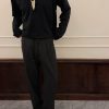 Brunello Cucinelli Cotton Linen Panama Texture Pleated Trousers- Black (3) Brunello Cucinelli Cotton Linen Panama Texture Pleated Trousers- Black