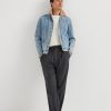 Brunello Cucinelli Cotton Linen Panama Texture Pleated Trousers- Black (4) Brunello Cucinelli Cotton Linen Panama Texture Pleated Trousers- Black