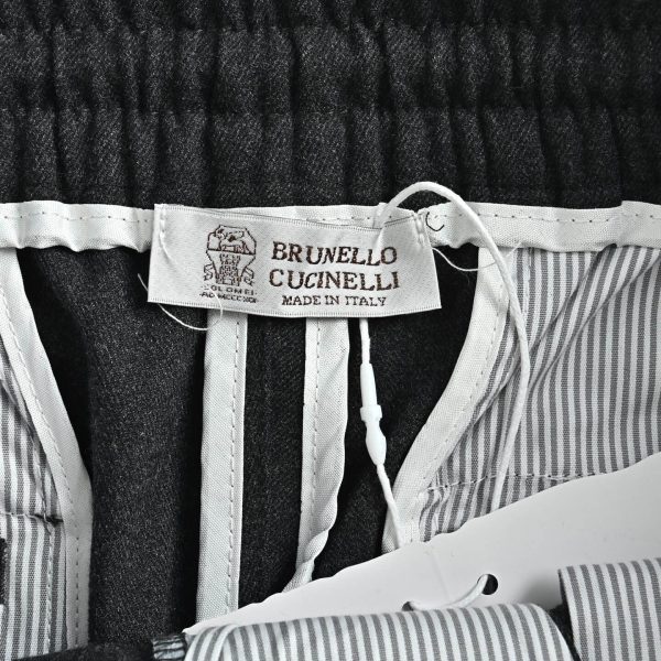 Brunello Cucinelli Cotton Linen Panama Texture Pleated Trousers- Black (5) Brunello Cucinelli Cotton Linen Panama Texture Pleated Trousers- Black