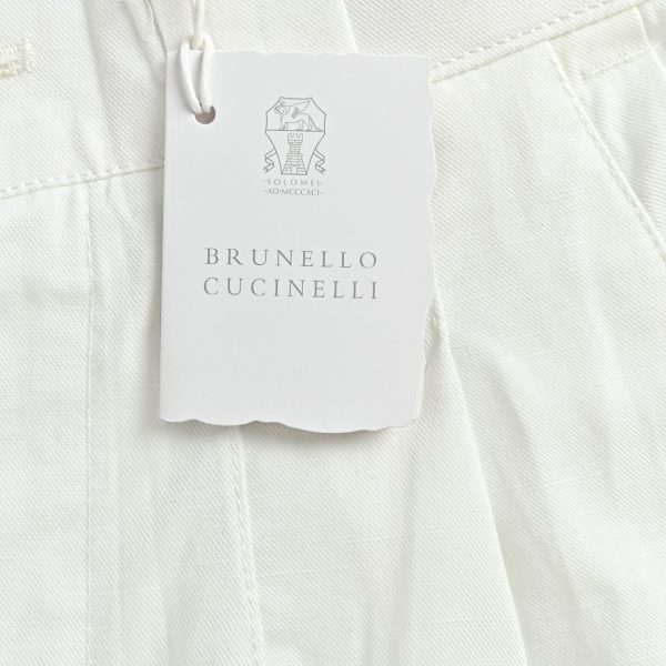 Brunello Cucinelli Cotton Linen Panama Texture Pleated Trousers- off-white (8) Brunello Cucinelli Cotton Linen Panama Texture Pleated Trousers- off-white