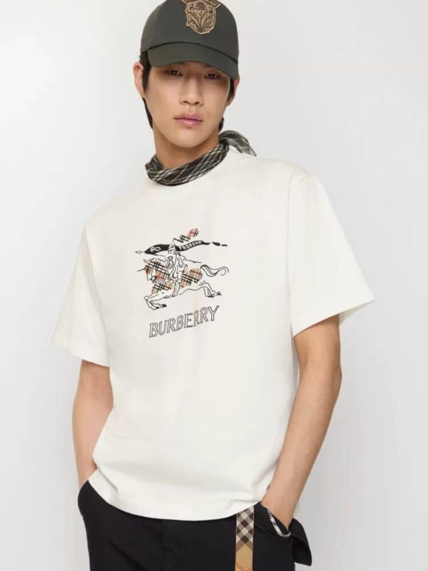 Burberry Knight Sketch Cotton T-shirts- Chalk White (2) Burberry Knight Sketch Cotton T-shirts- Chalk White