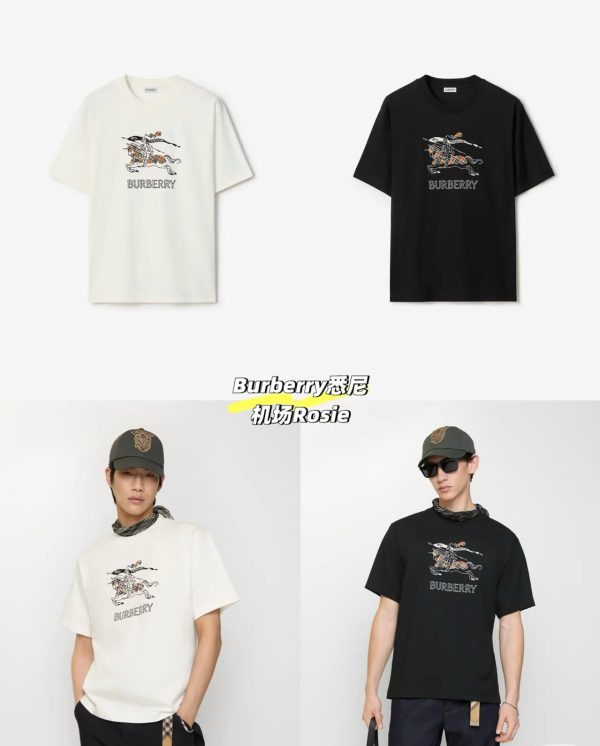 Burberry Knight Sketch Cotton T-shirts- Chalk White (5) Burberry Knight Sketch Cotton T-shirts- Chalk White