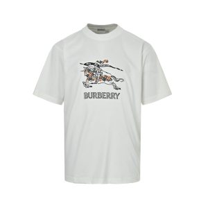 Burberry Knight Sketch Cotton T-shirts- Chalk White (6) Burberry Knight Sketch Cotton T-shirts- Chalk White