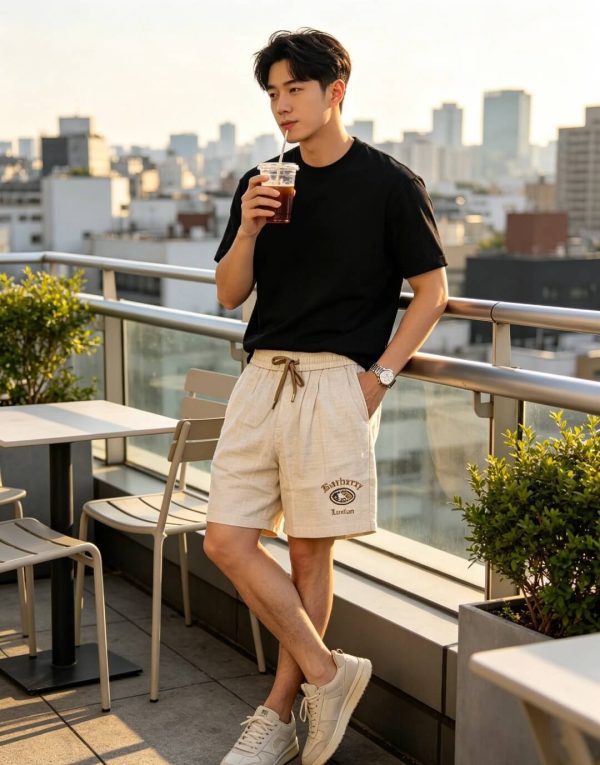 Burberry Nautical Style Logo Drawstring Shorts- Beige
