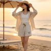 Burberry Nautical Style Logo Drawstring Shorts- Beige
