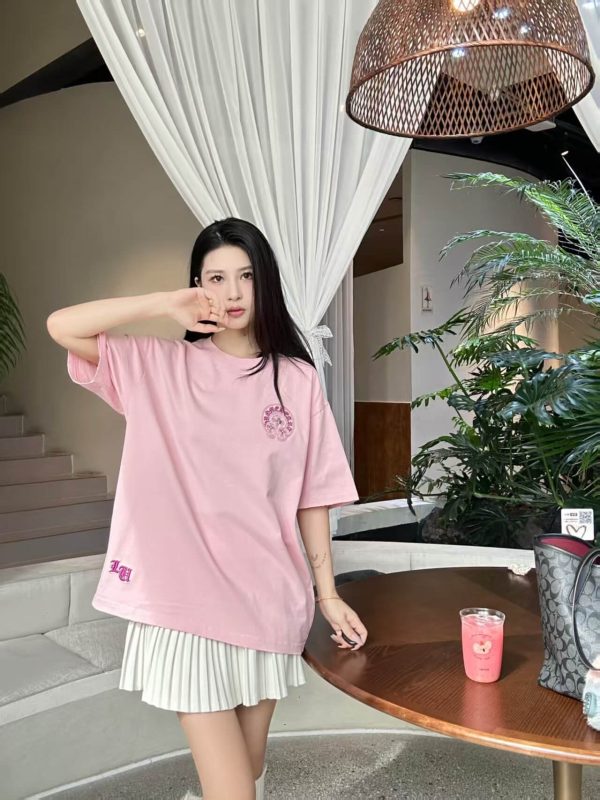 Chrome Hearts Horseshoe Logo Pocket T-Shirt- Pink