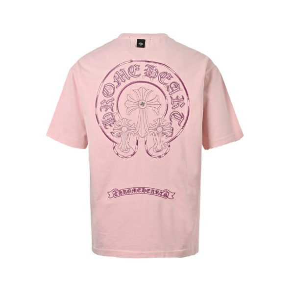 Chrome Hearts Horseshoe Logo Pocket T-Shirt- Pink