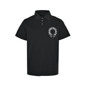 Chrome Hearts Horseshoe Logo Polo Shirt- black (9) Chrome Hearts Horseshoe Logo Polo Shirt- black