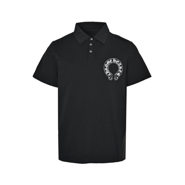 Chrome Hearts Horseshoe Logo Polo Shirt- black