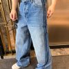 Dior Baggy Jeans With Laser-Printed Side Stripes- Blue