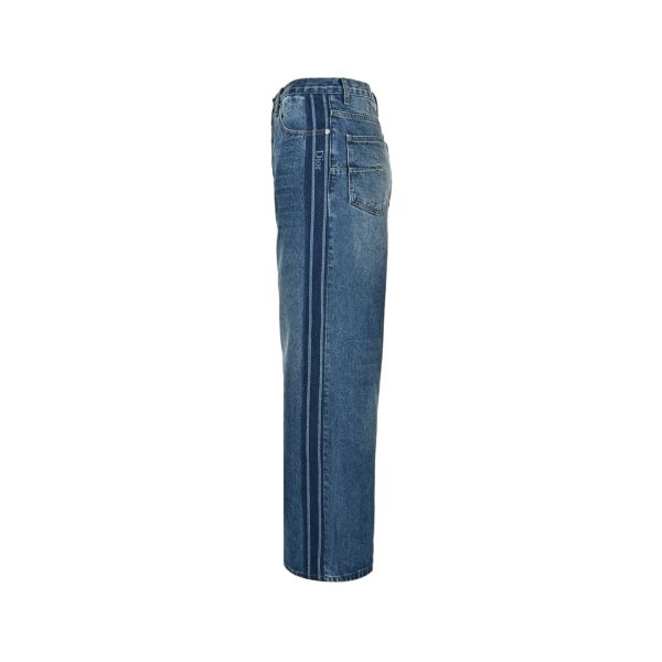 Dior Baggy Jeans With Laser-Printed Side Stripes- Blue