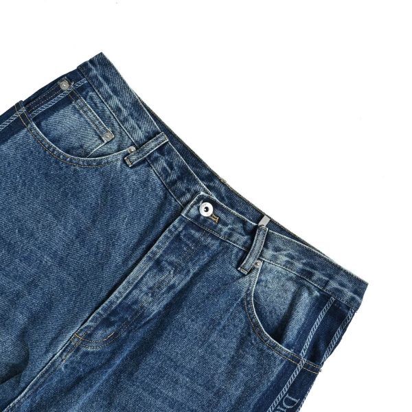 Dior Baggy Jeans With Laser-Printed Side Stripes- Blue