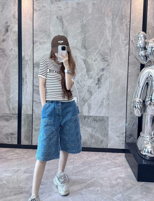Dior Homme Cannage Carpenter Bermuda Shorts- Blue Denim (2) Dior Homme Cannage Carpenter Bermuda Shorts- Blue Denim
