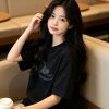 Dior Ribbon Script Logo Detailed Crewneck T-Shirt- Black