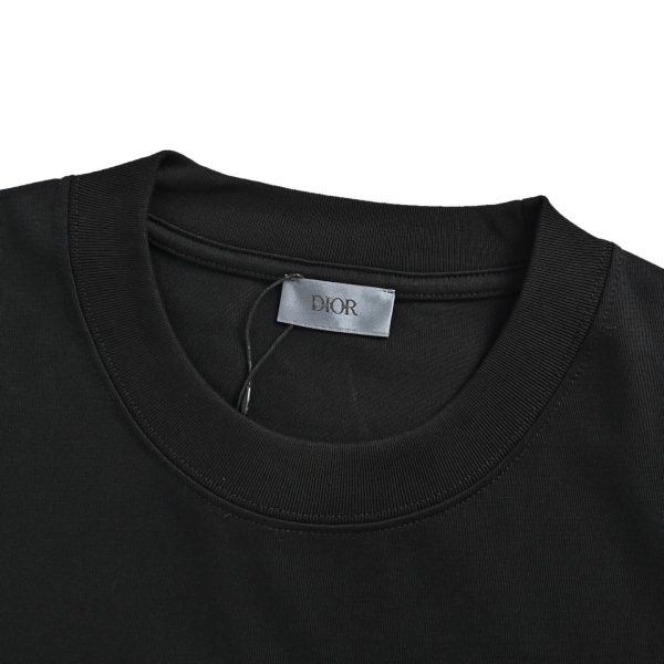 Dior Ribbon Script Logo Detailed Crewneck T-Shirt- Black