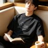 Dior Ribbon Script Logo Detailed Crewneck T-Shirt- Black